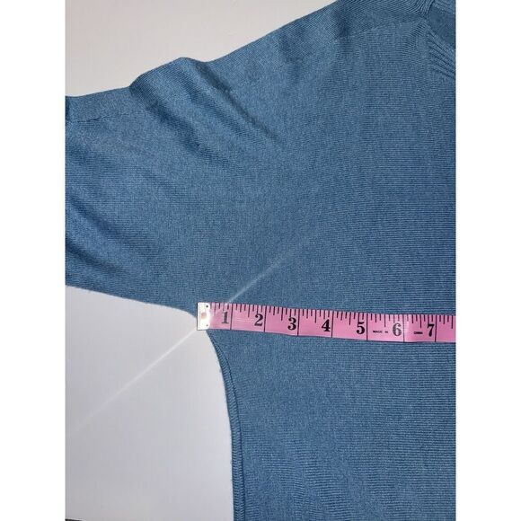 Chicos 2 Cashmere Blend Sweater Soft Cozy Boat Neck Dusty Blue Classic 12/14 Lg - Picture 8 of 13